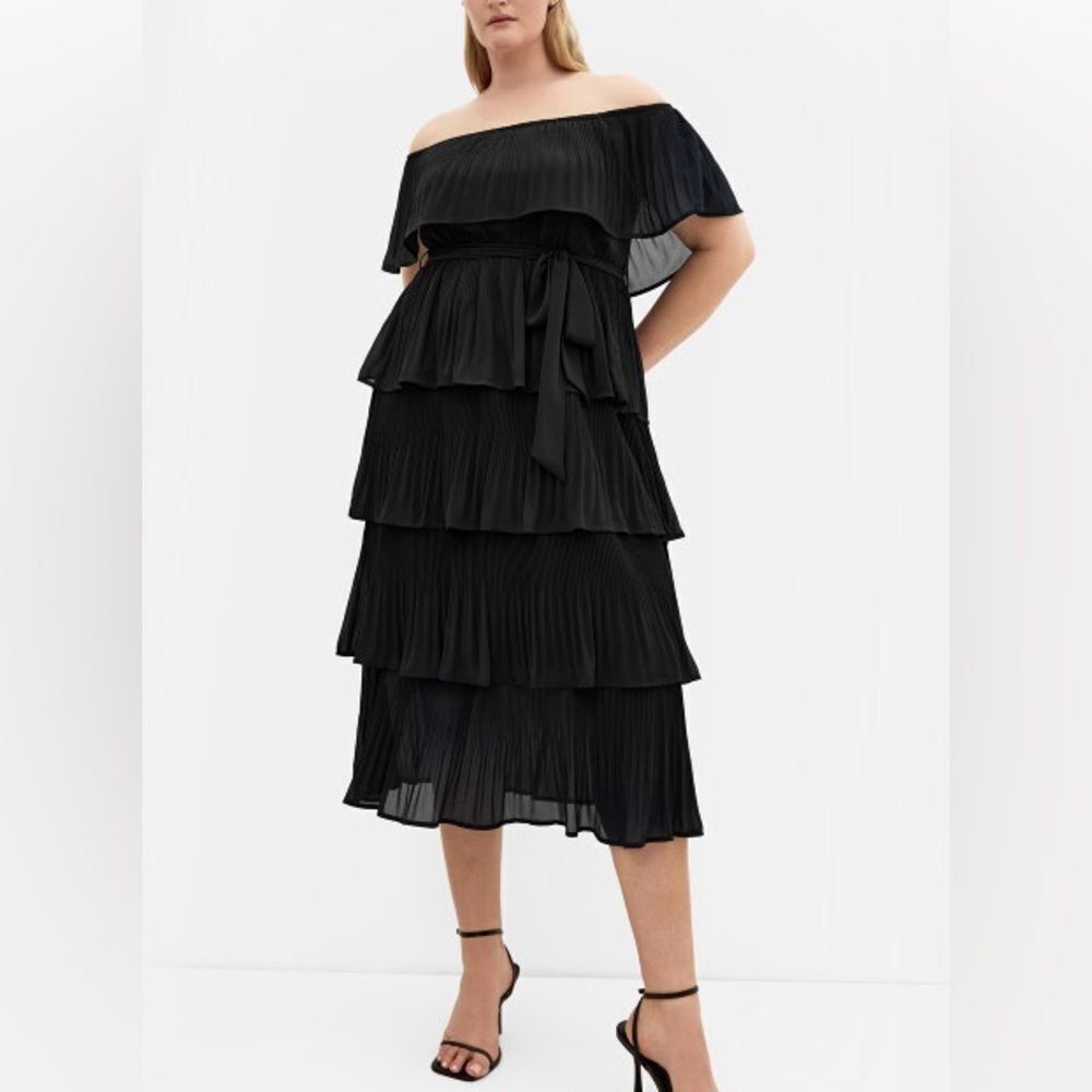 NWT City Chic Black Night Garden Midi Dress Size 12